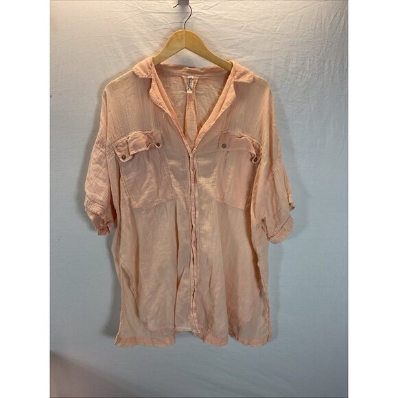 Free People Intimately Sleep Talker Shirt‎ Top oversized aysemmetrical Gauze MD - Picture 3 of 11